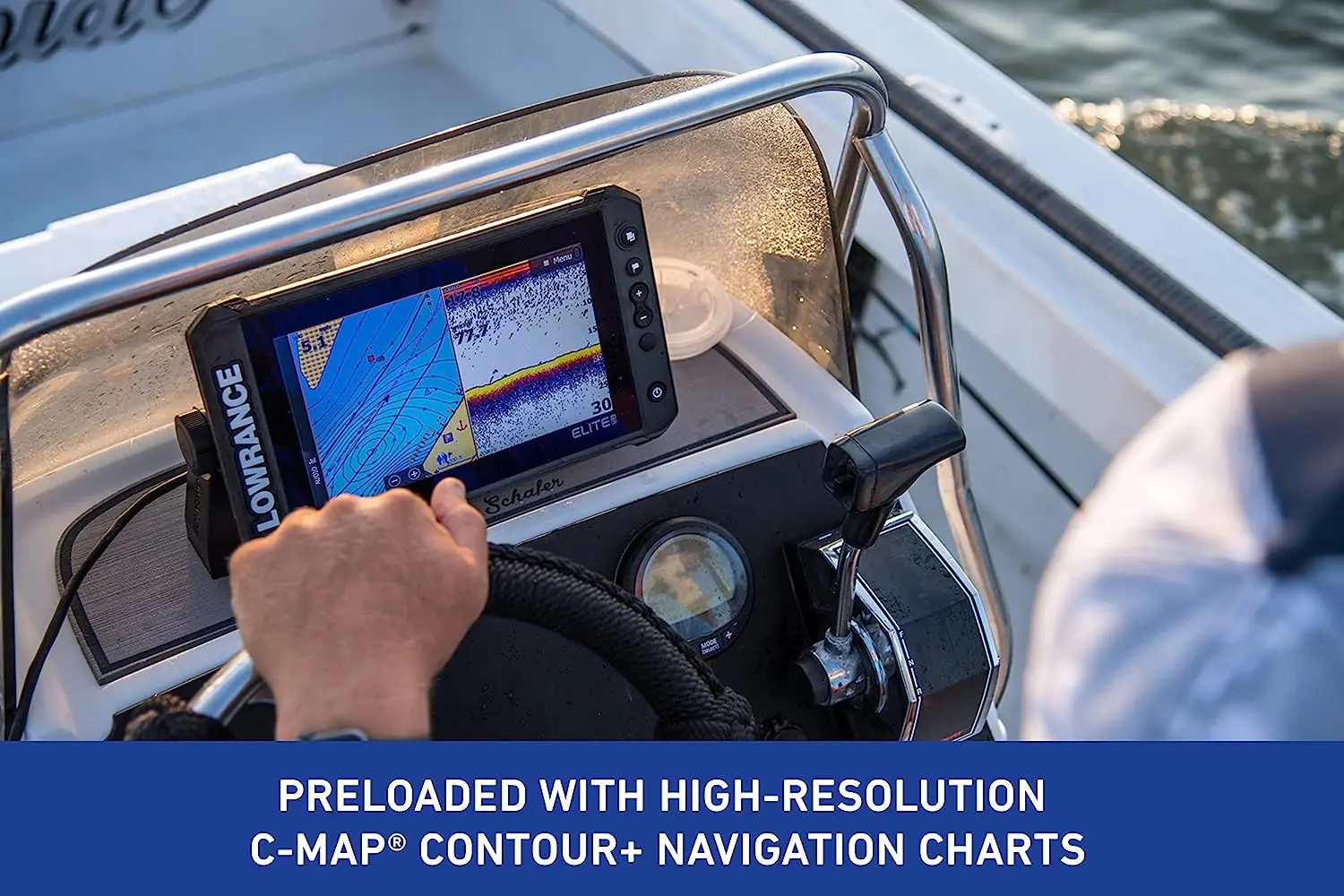 Lowrance FS 9 Fish Finder featuring 3-in-1 Active Imaging Transducer and pre-loaded C-MAP Contour+ Charts