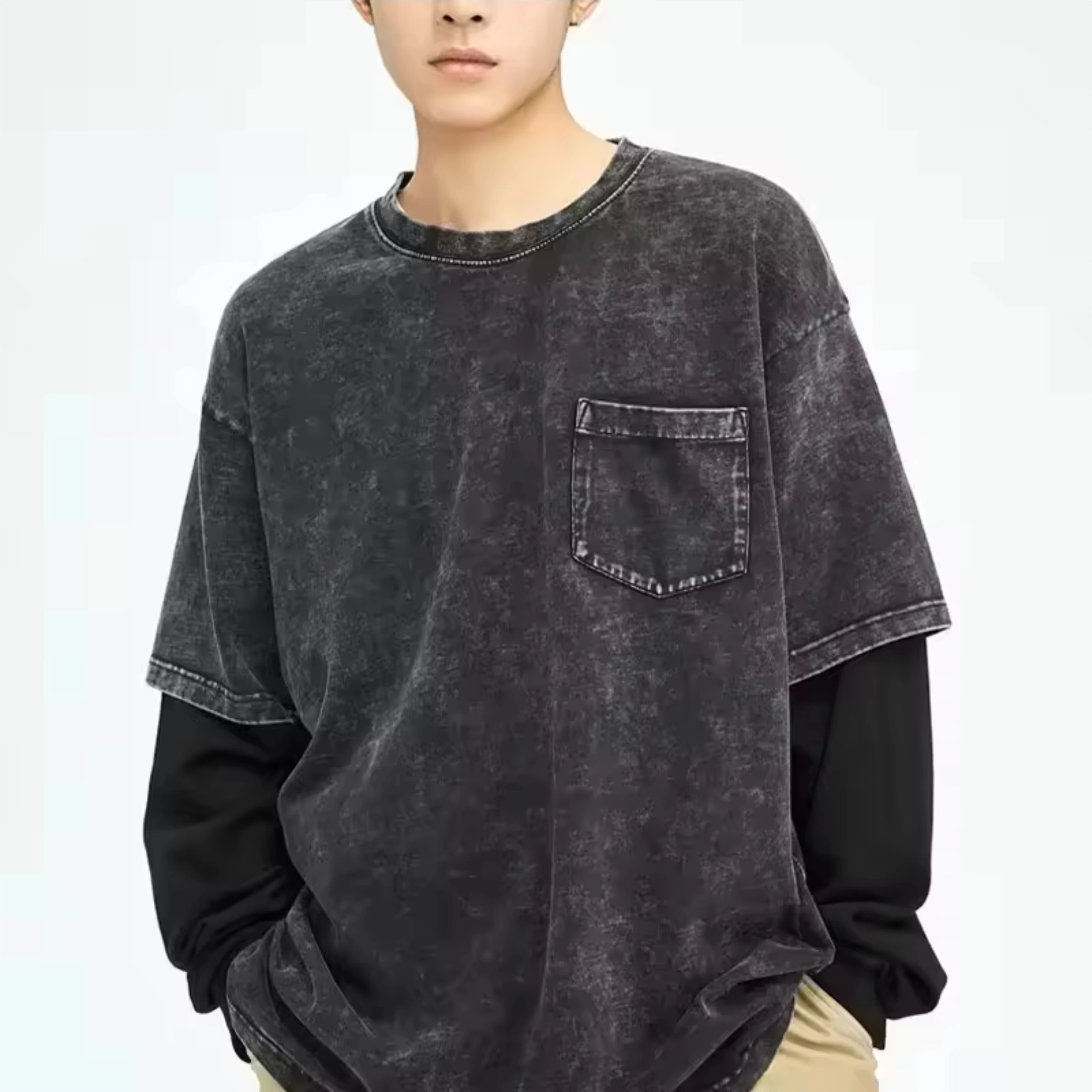 Latest Men Vintage Heavy Weight T Shirt Double Layered Dtg Printed 250 GSM Heavy Cotton Over Size Boxy Double Layer Shirts