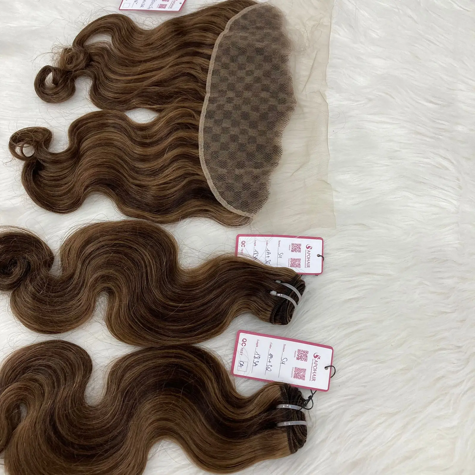 Top Luxury Quality  Machine Weft Mix Color #1A and #3Q Remy Hair 20 Inches Water Wave 100% Remy Top in hair extension