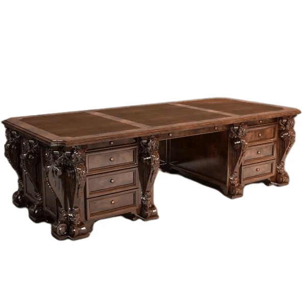 Classic Elegant Teak Wood Office Desk Executive Fancy Style Teak Wood Office Furniture Boss Table