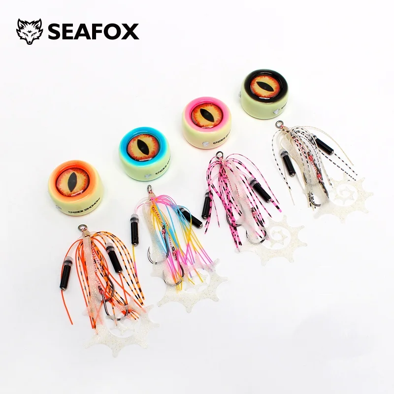 Seafox 80 г 120 г 150 г 200 г светящаяся металлическая приманка с погремушкой силиконовая рубашка с крючком приманки