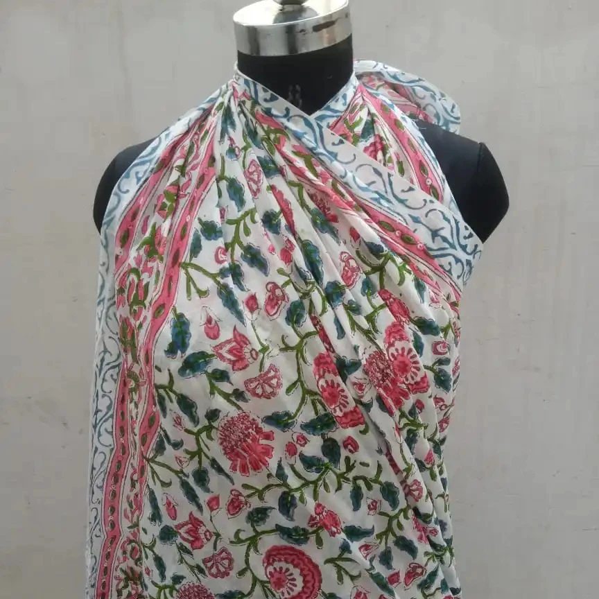 Hand Block Print Pareo Floral Print Wholesale lot of Sexy Beach Wear Sarong Handmade Indian Cotton Scarf
