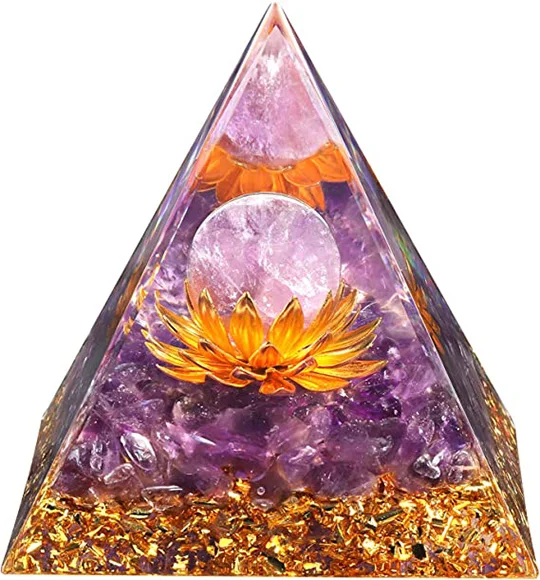 Gemstone Handmade Orgonite Amethyst Crystal Sphere Lotus Pyramid Agate Pyramid For Meditation Buy From Amayra Crystals Exports