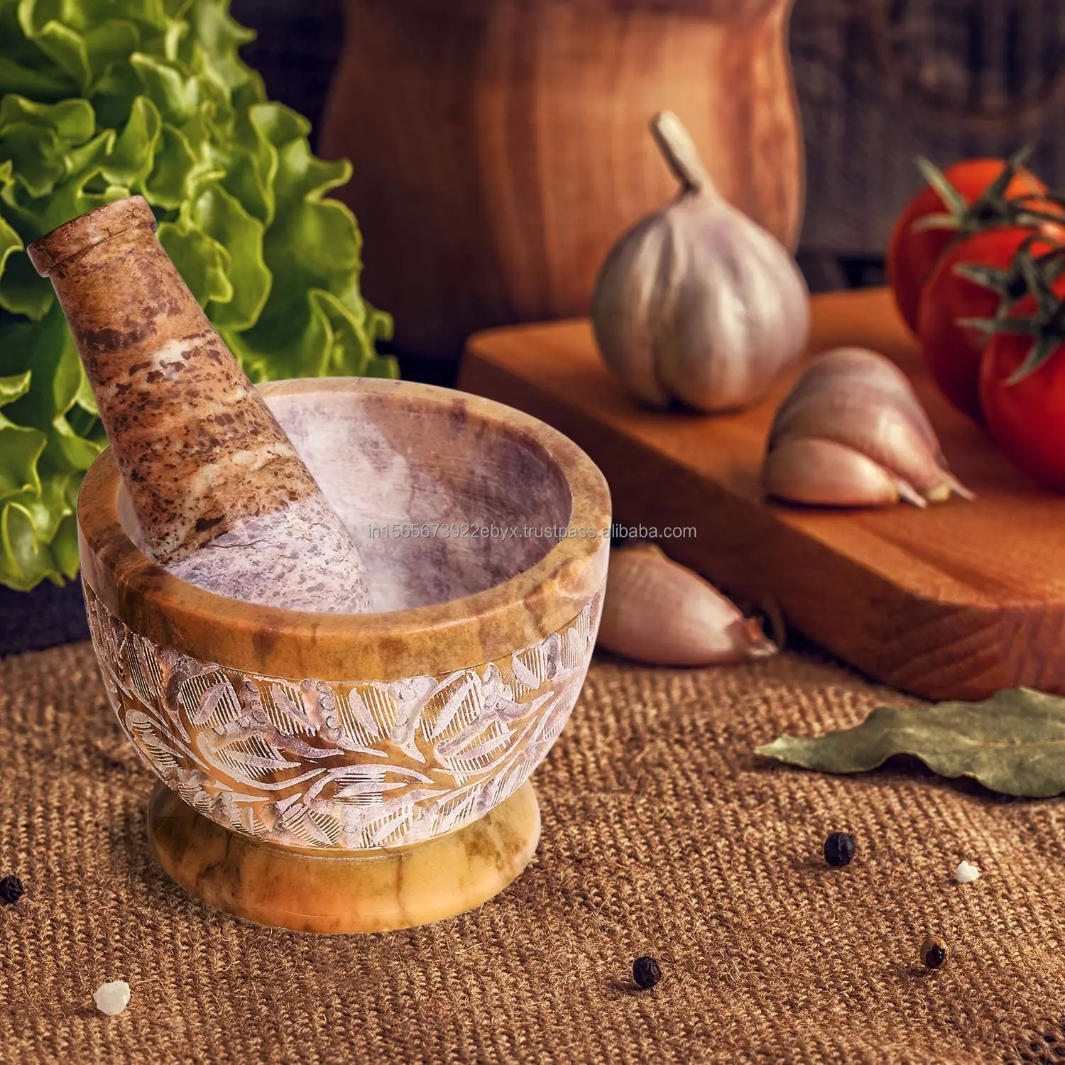 Новый дизайн мраморный мыльчатый камень ручной работы ступка и пестик цветочный черная краска размер 4 дюйма от индийского экспортера