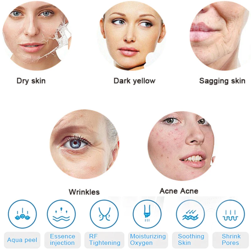 Face massager hydra beauty vaccum handle hydro 8 in 1facial machine home use beauty equipment diamond dermabrasion for salon