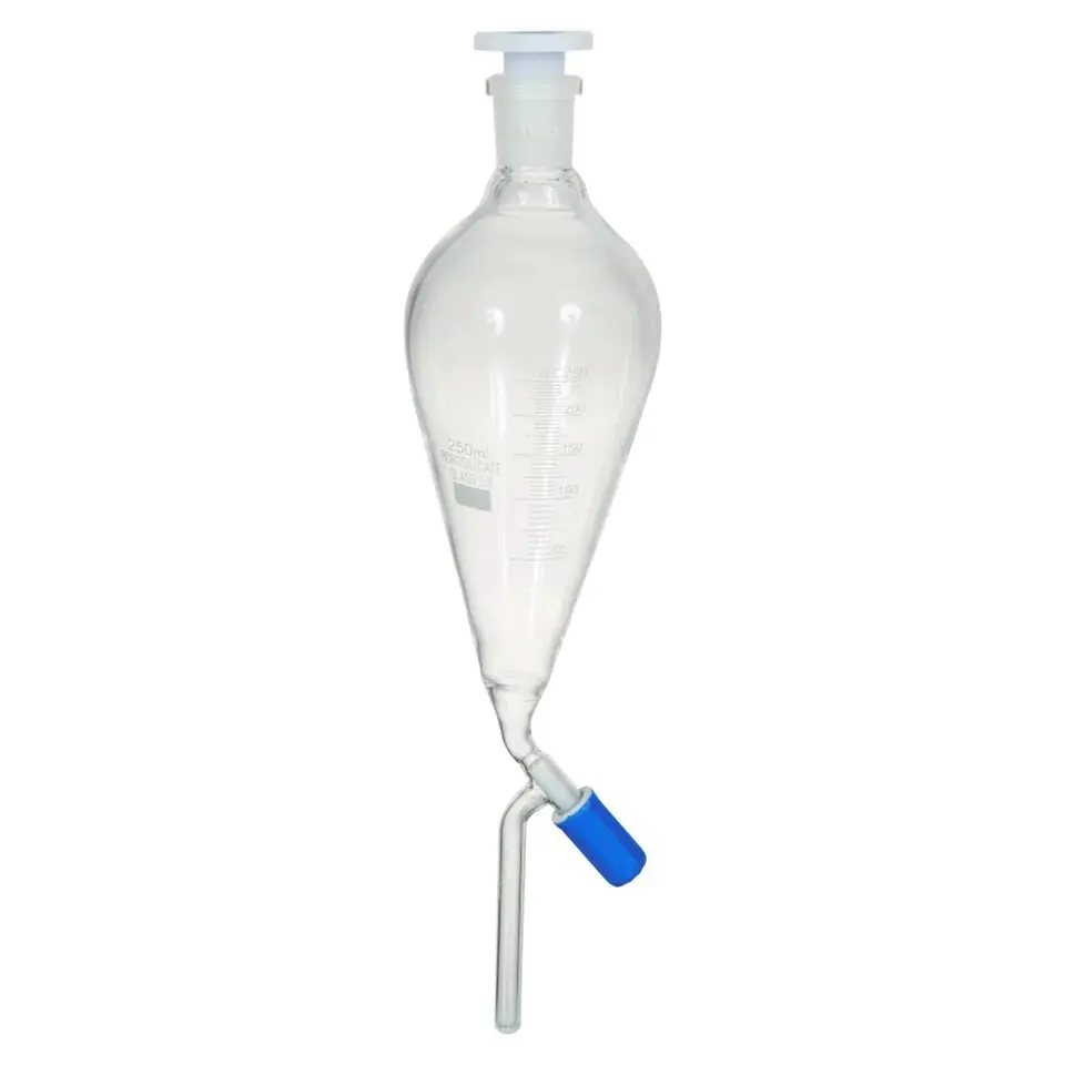 Squibb Shaped Separating Funnels Glassware Equipment Customized Spherical/Pear Separating Funnel with Plastic Stopper and Glass