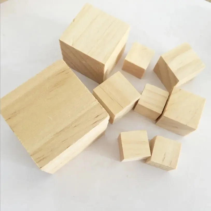 Wholesale natural products unfinished solid wood blocks custom wooden dowels and square wood for diy crafts projects