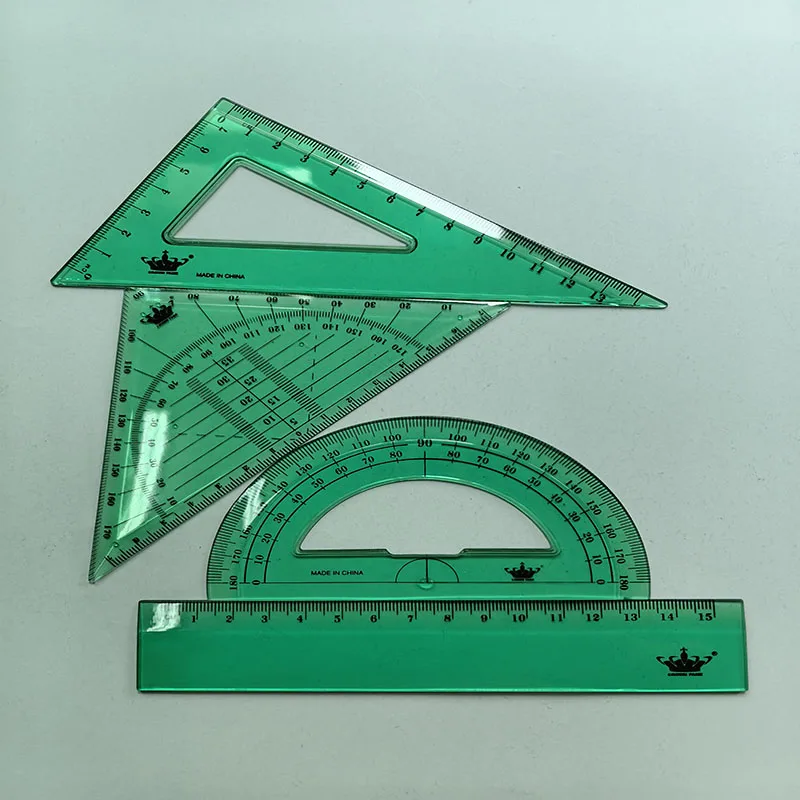 Custom School Stationery Plastic Protractor with stencil 180 Degree Ruler Set