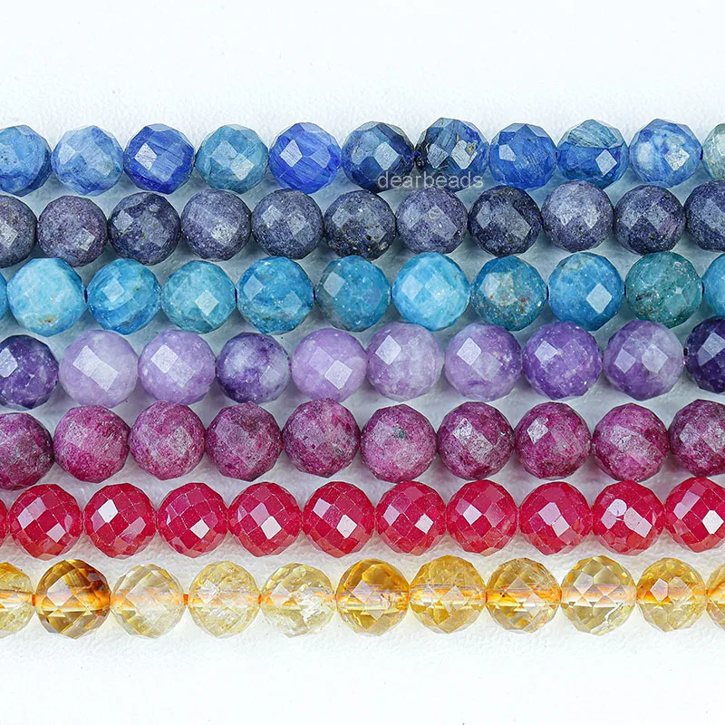 Wholesale Natural Faceted Round Gemstone Loose Beads, Cut Stone  Bead Strand For DIY Jewelry Making  6MM 8MM, 38CM