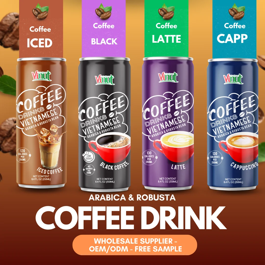 Vietnam Cold Brew Coffee Drink 250ml Arabica & Robusta VINUT Manufacturer | Free Sample Design, Best Price Wholesale, OEM/ODM
