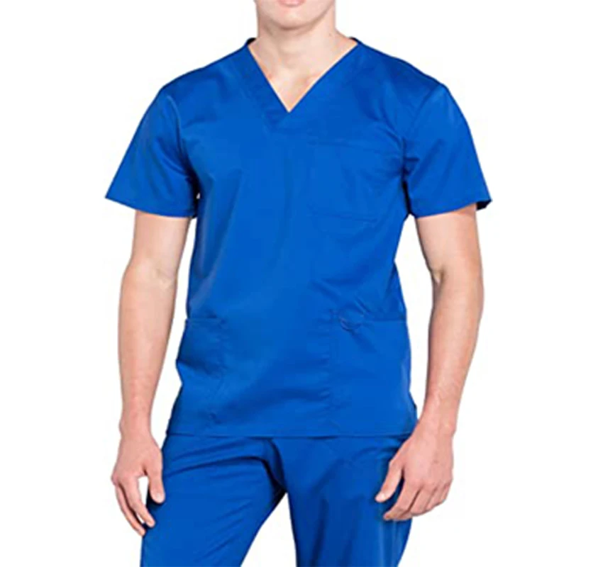 Fashion Design Short Sleeve Scrubs Uniforms Men V neck Scrubs Set Medical Tops comfortable hospital uniform for men