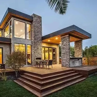 Dream Home 120m2 Modern Prefabricated Villa High Quality Luxury High-End Light Steel Mansion House 4 Bedroom 2 Bath Customizable