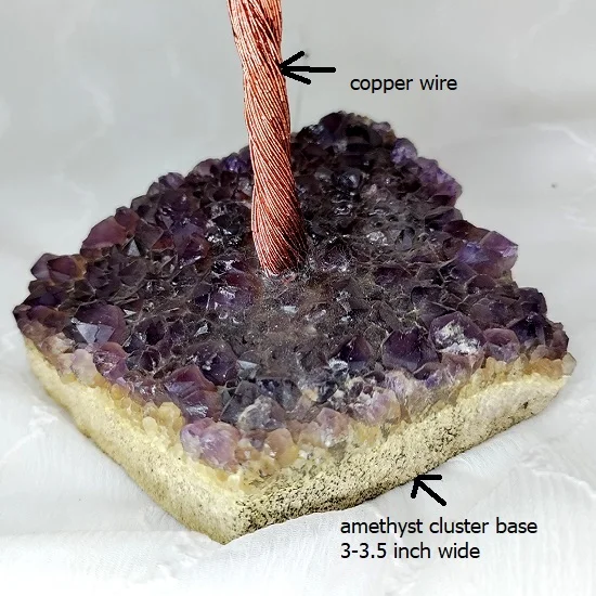 Natural Amethyst Crystal Chips Beaded Tree Agate with Copper Wire Cluster Base Amethyst Natural Cluster Base Tree