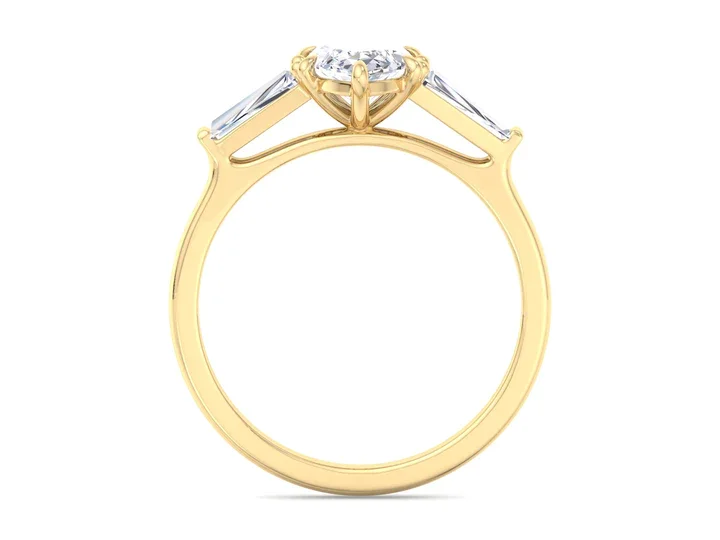 Latest Design Marquise Three Stone Moissanite Engagement Ring with 14k Rose Bridal Finger Ring from India Export