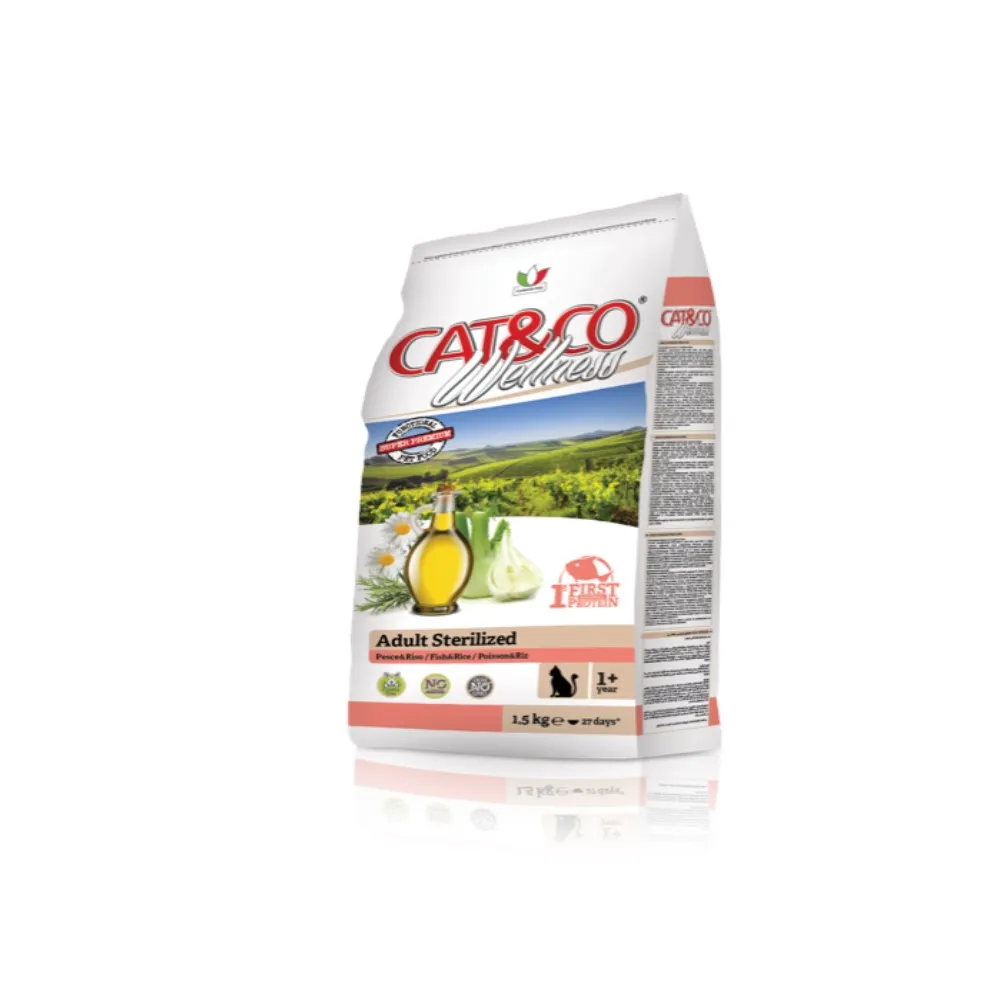 Premium Quality Italian Pet Food with Fish Rice Flavour Cat Food Suitable for Adult Sterilized Cat 1.5kg
