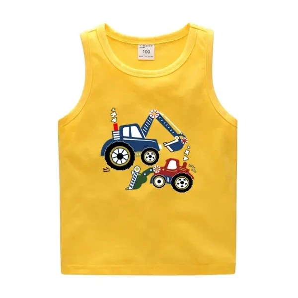 High quality summer boys 100% cotton Sleeveless vest cartoon machine printing boys t-shirts polo shirts tank top