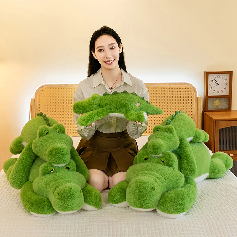 Super Soft Crocodile Shaped Stuffed Animal Toy Pillow PP Cotton Filled Embroidered Unisex Perfect Birthday Gift Home Use Wrapped