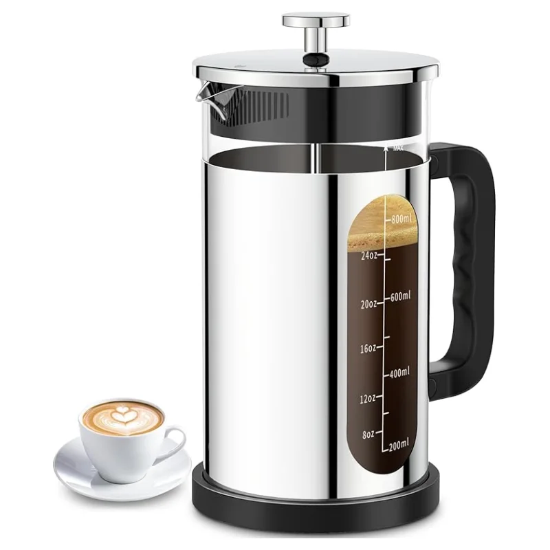 Rose Gold Unbreakable Simple Portable Glass Coffee Press With Handle Coffee Maker Teapot Heat Resistant Coffee Pot