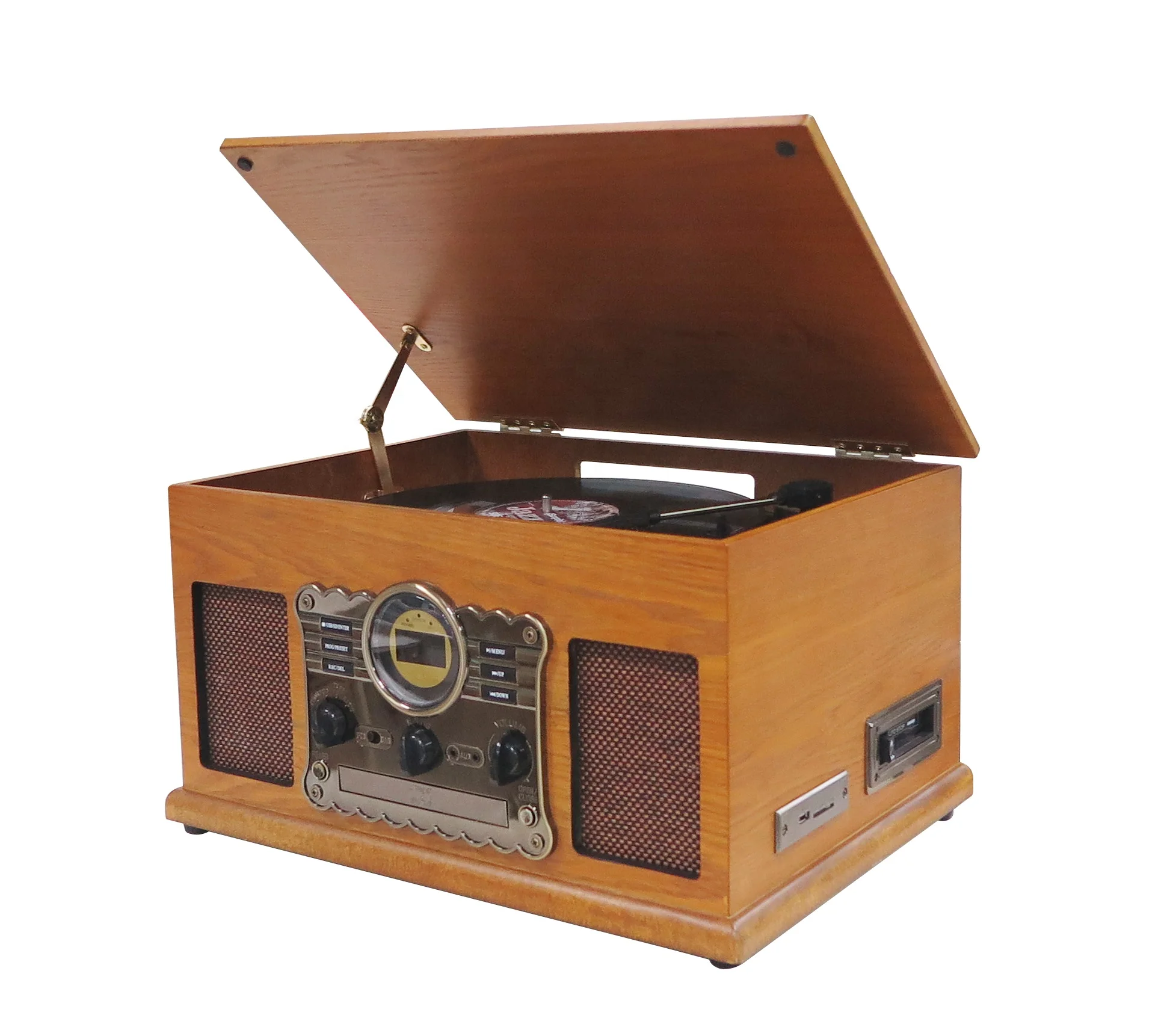 Portable Vinyl Turntable Record Player 3 Speed Turntable CD Phonograph Home Music AM FM Player USB Encoding Cassette Radio