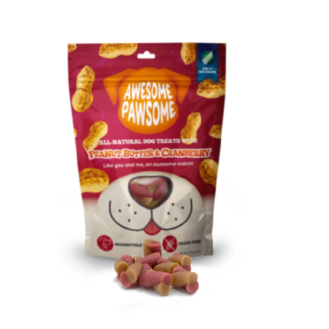 New Zealand Pet Food Healthy Grain Free Aromatic Botanical Extracts Energy Awesome Pawsome Peanut Butter & Cranberry Dog Treats