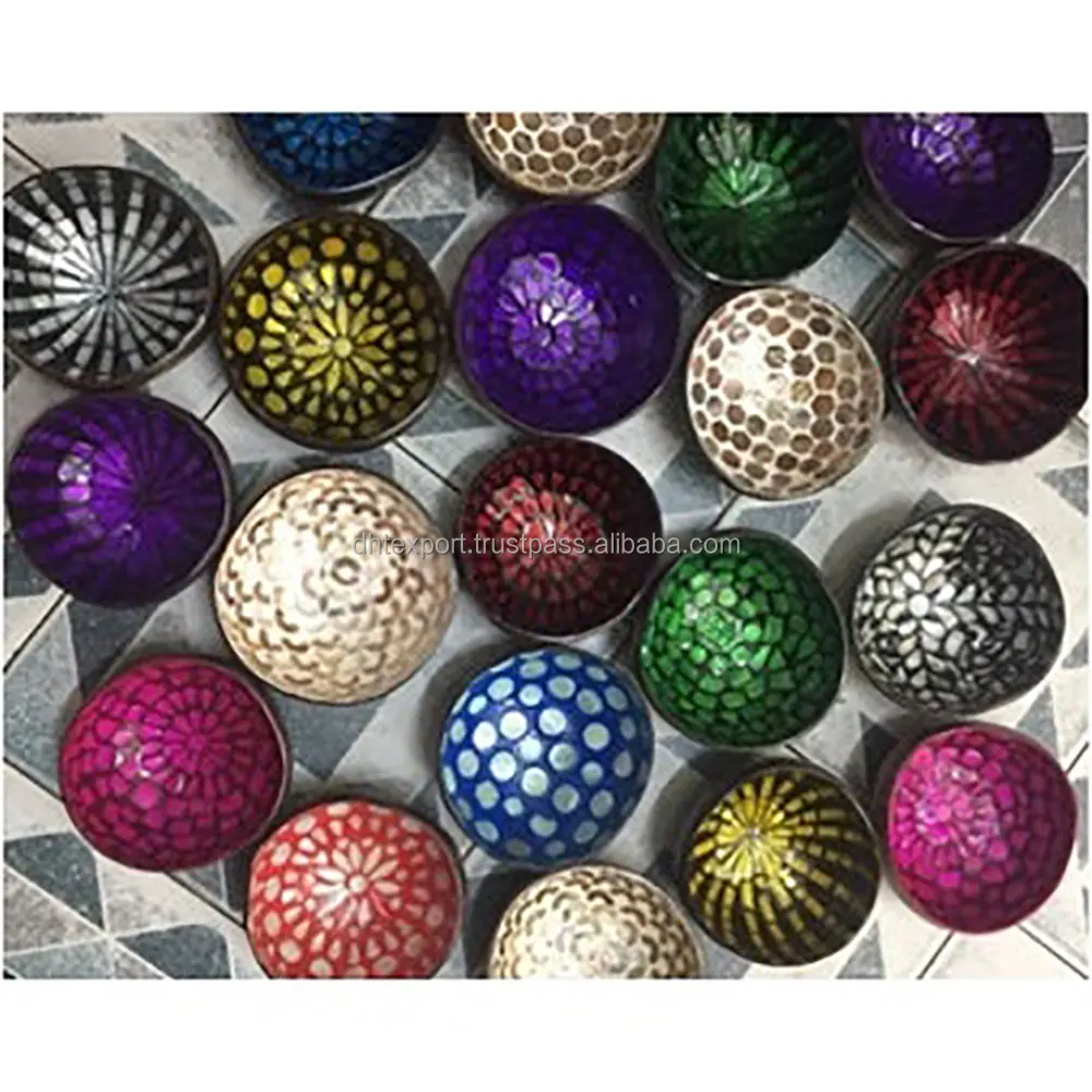 Handicraft Products Coconut Shell Lacquer Bowls Handmade Customizable Colors Cheap Price Made In Vietnam