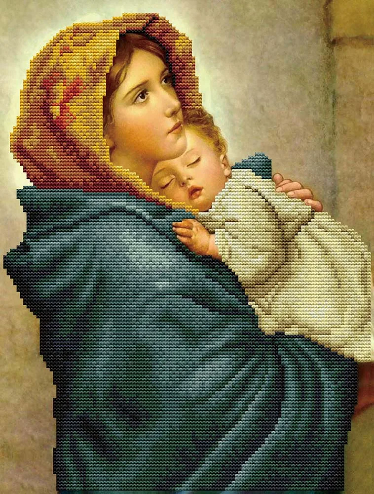 Virgin Mary and Child DC cross stitch kit DIY embroidery 1set