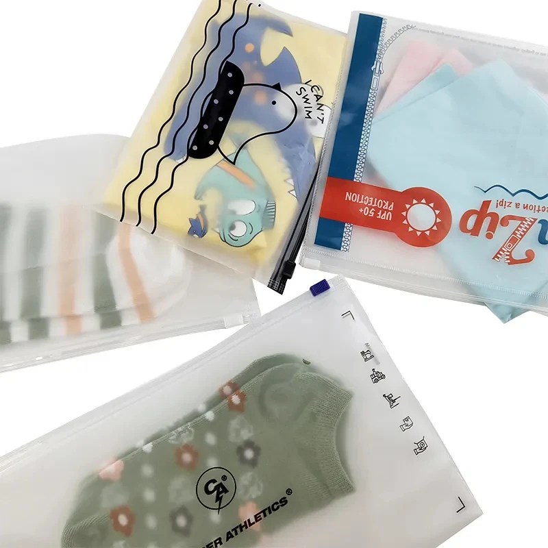 Biodegradable Frosted Matte Ziplock Bag Resealable Waterproof EVA CPE PVC Towel Dress T-shirt Clothes Packaging Bags