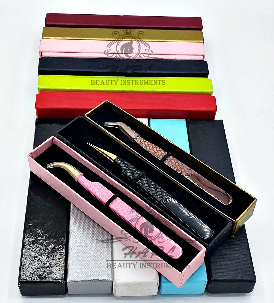 cardboard Box Packaging for eyelash tweezers eyelash extension tweezers Customized Logo Top Selling Tweezer box for 1 piece