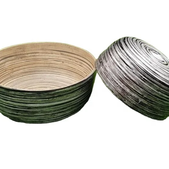 Set of 3 silver spun bamboo bowl with best quality dinnerware kitchenware made in Vietnam