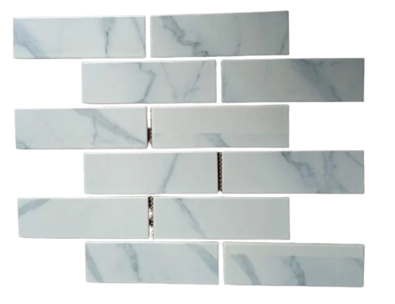 Top Sell 2022 Brick Bone Carrara Marble Look Porcelain Mosaic Tiles For Wall & Floor Decoration Usable Tiles Low Prices