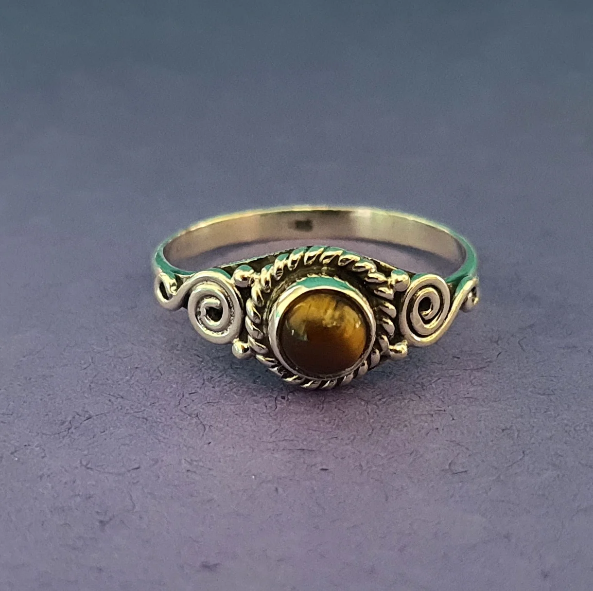 Wholesale High Quality Natural Tigers Eyes 925 Sterling Silver Gemstone Fashion Ring for Good Luck