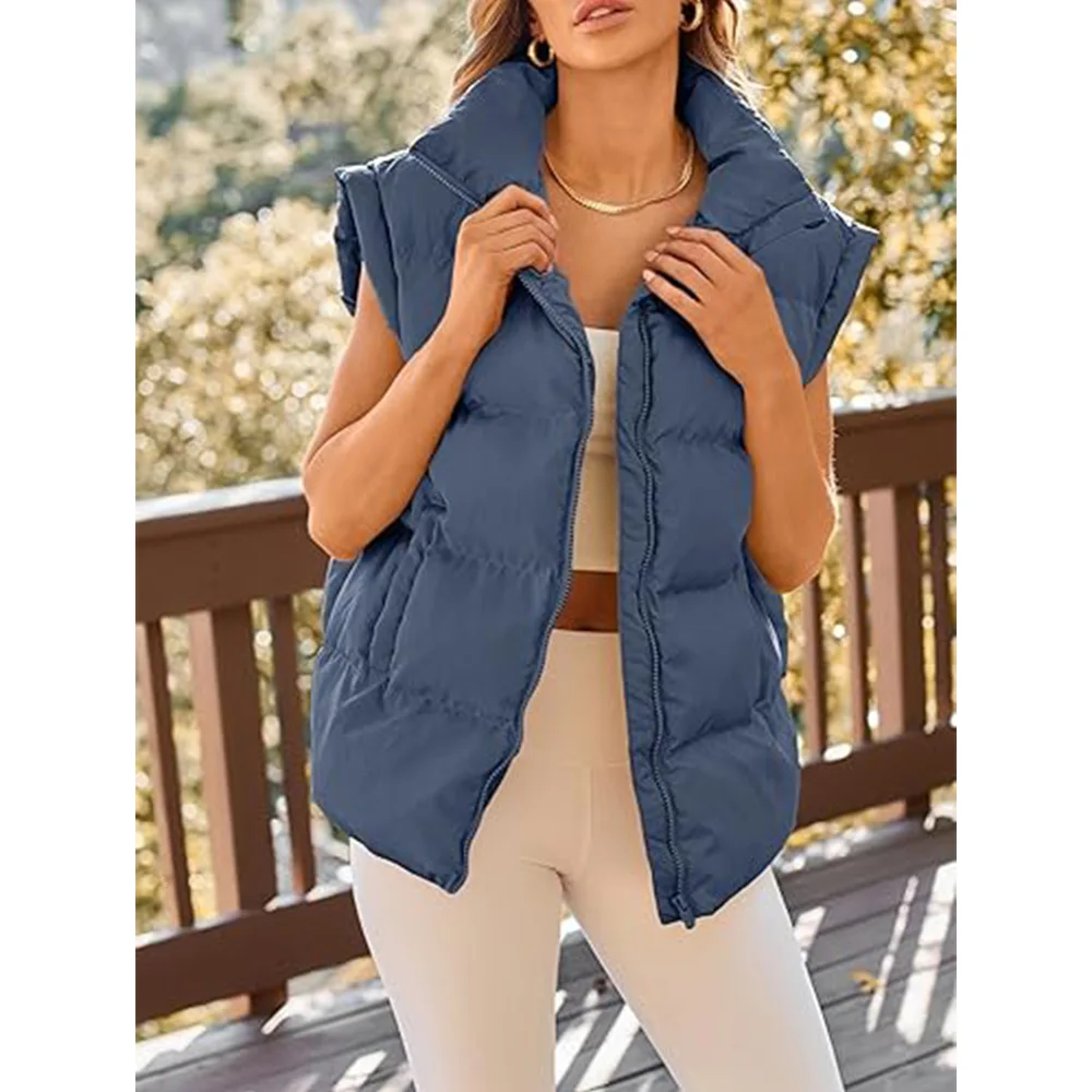 fall winter women clothes coat puffer sleeveless jacket black colour new Women Puffer Vest