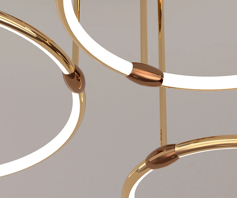 Luxury modern rings silicon  living room dining ceiling  light room large led pendant lights chandelier