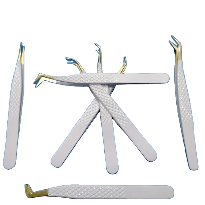Tweezers Lashes Extension Stainless Tools Professional Eyelash white colour good quality beauty instruments