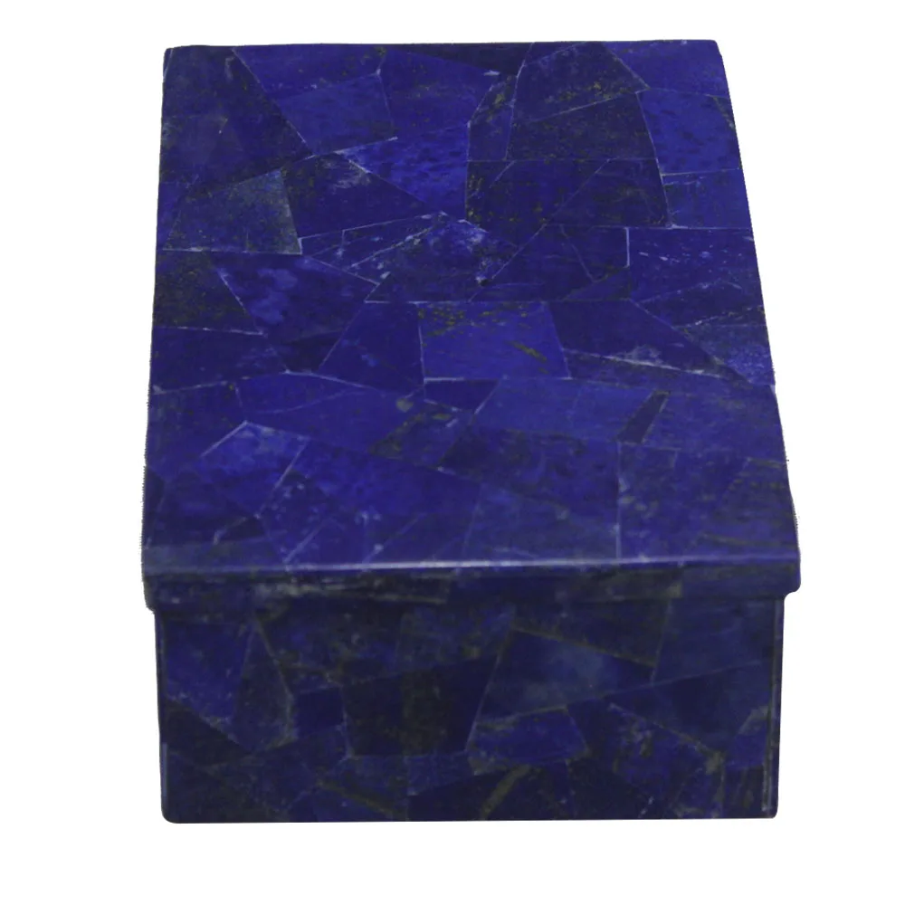 Trending New Look Lapis Lazuli Gemstone Inlay Rectangle Marble Box for Ring Storage Paper Jewelry Boxes Stone Inlay Gift Giving