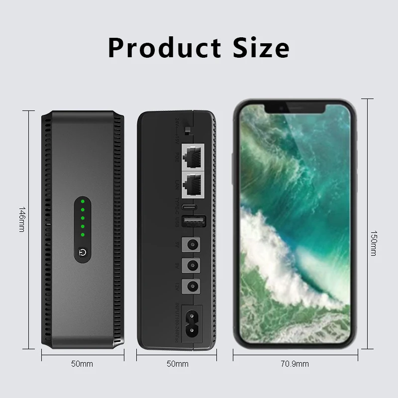 Новый дизайн HKIVI mini ups 8800/10400mah 5v 9v 12v poe 15v 24v блок питания для Wi-Fi маршрутизатора