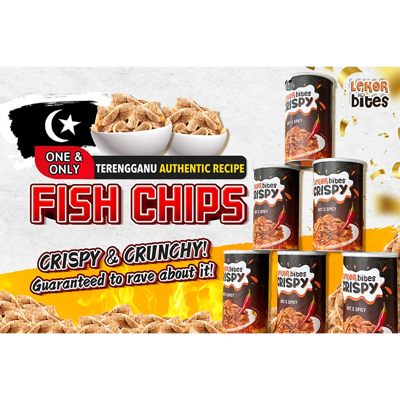 Premium High Grade Hot and Spicy Lekor Bites Crispy 200g Crunchy and Flavourful Seafood Snacks Made in Malaysia