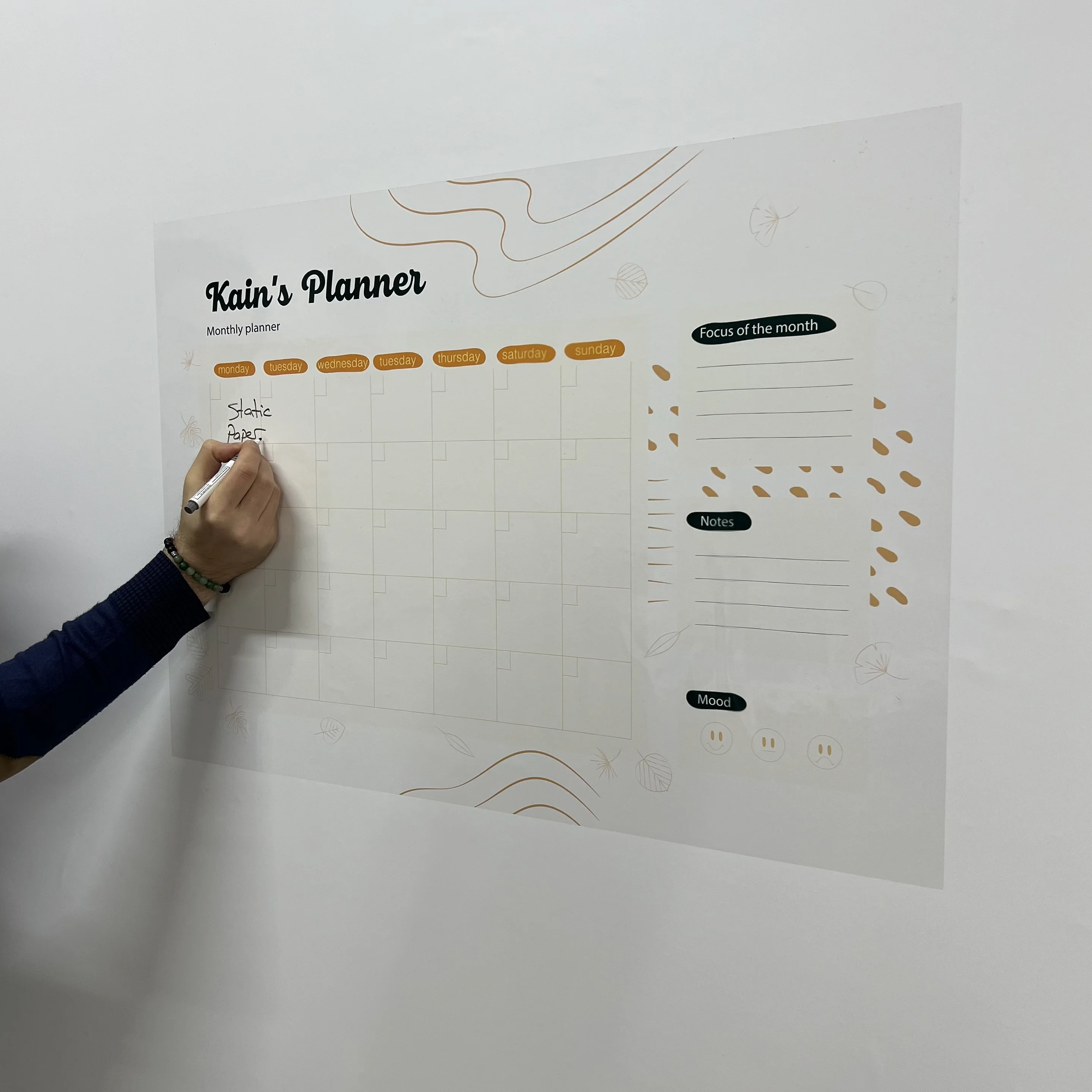 Reusable Durable Polystyrene Dry Erase Personalized Monthly Planner Timetable Whiteboard Material School Student School Schedule