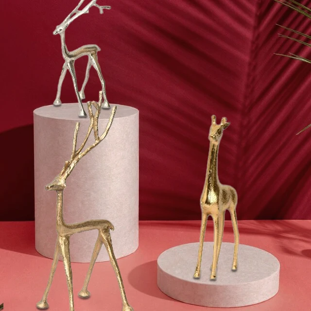 Antique Gold Deer Sculpture Table Decorations Luxury Home Metal Deer Stocking Holder Largest Manufacturing Company Christmas