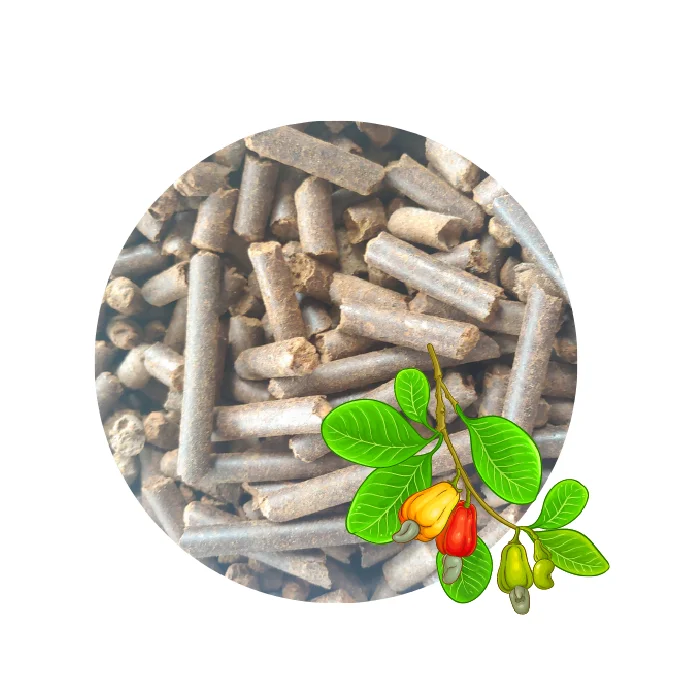 Low Cost Agricultural Waste Dark Brown Wood Pellets Cashew Nut Shell Extracted Pellet Used as Biomass Fuel Made in Vietnam