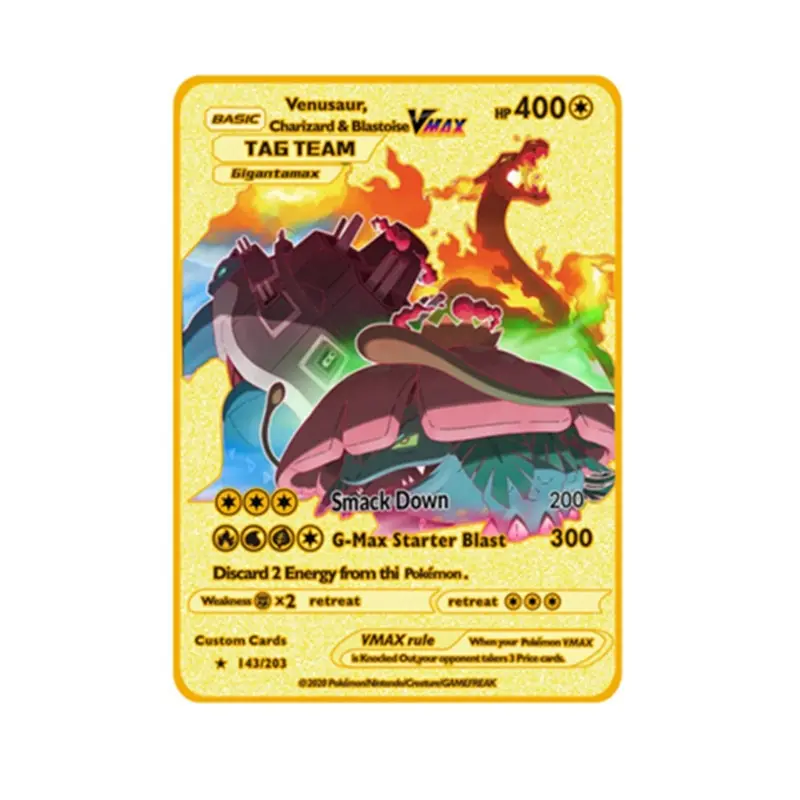 22-55-110 Card Metal Gold Vmax GX Energy Card Charizard Pikachu Rare Collection Battle Trainer Card Child Toys Gift