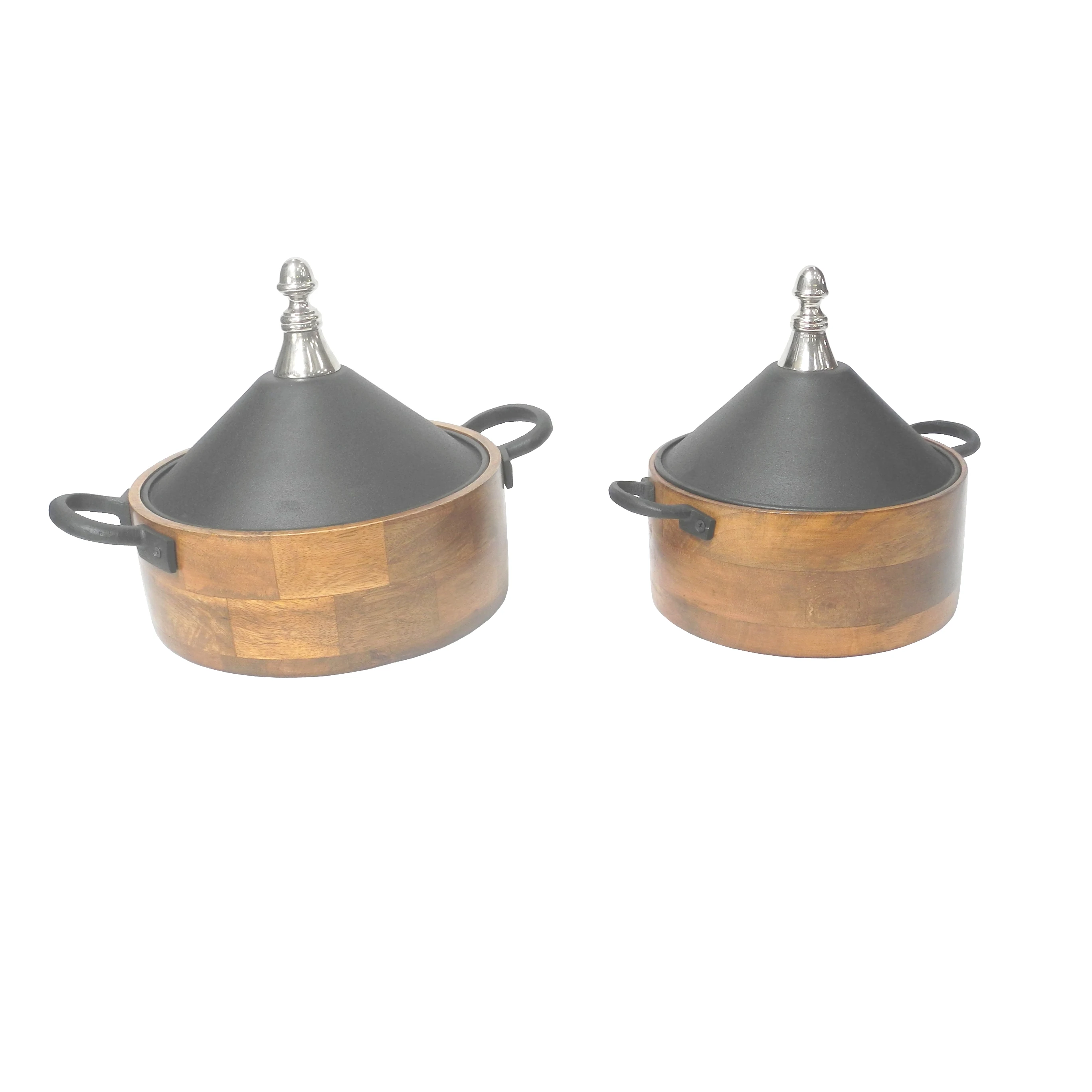 Big Size Luxury Style Set Of 3 Custom  Finishing Stainless Steel Food Storage Casserole Server Hot Pot At Inexpensive Price