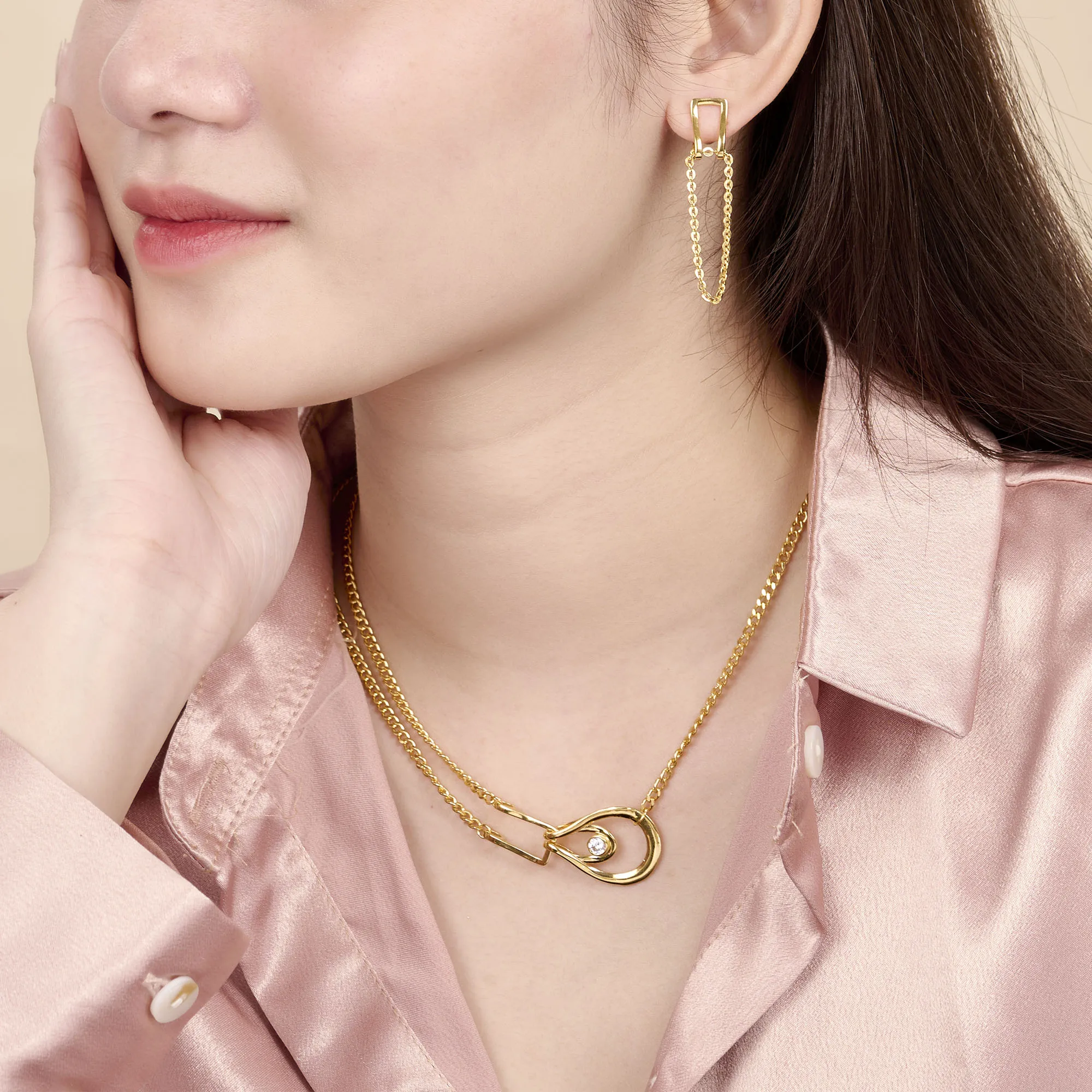 New Hot Sale High End Jewelry Gold Plated Zircon Pendant Necklace Sterling Silver 925 Jewellery Trend Women Jewelry Summer