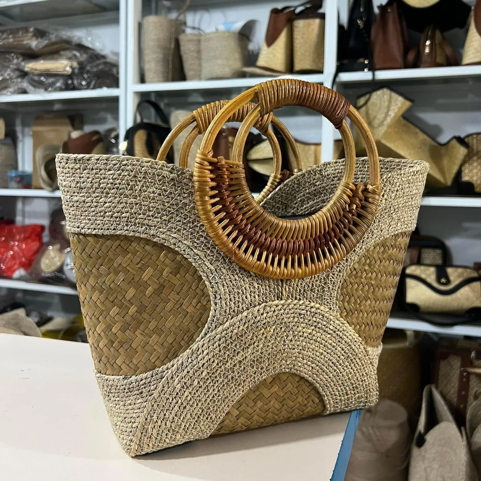 100% natural seagrass fashion bag for lady, women, bag for hot summer 2024 handmade from Vietnam