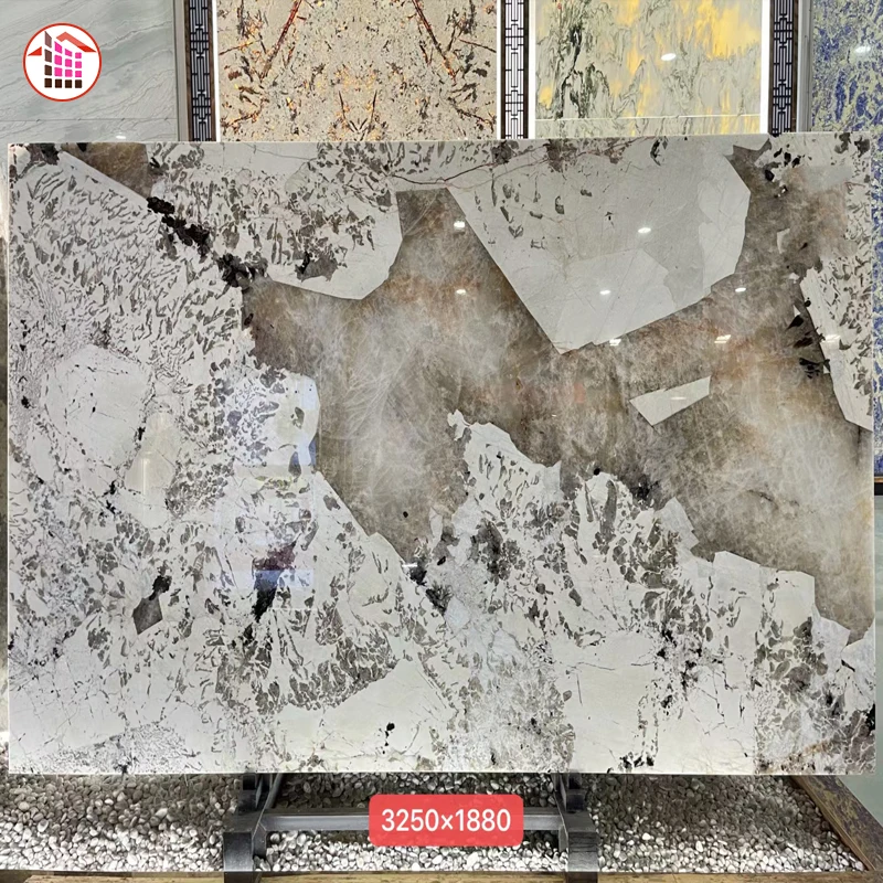 Brazil Luxury Stone Backlit Patagoina Wholesale Price Pandora White Marble Slab  Brazilian Pandora Marble