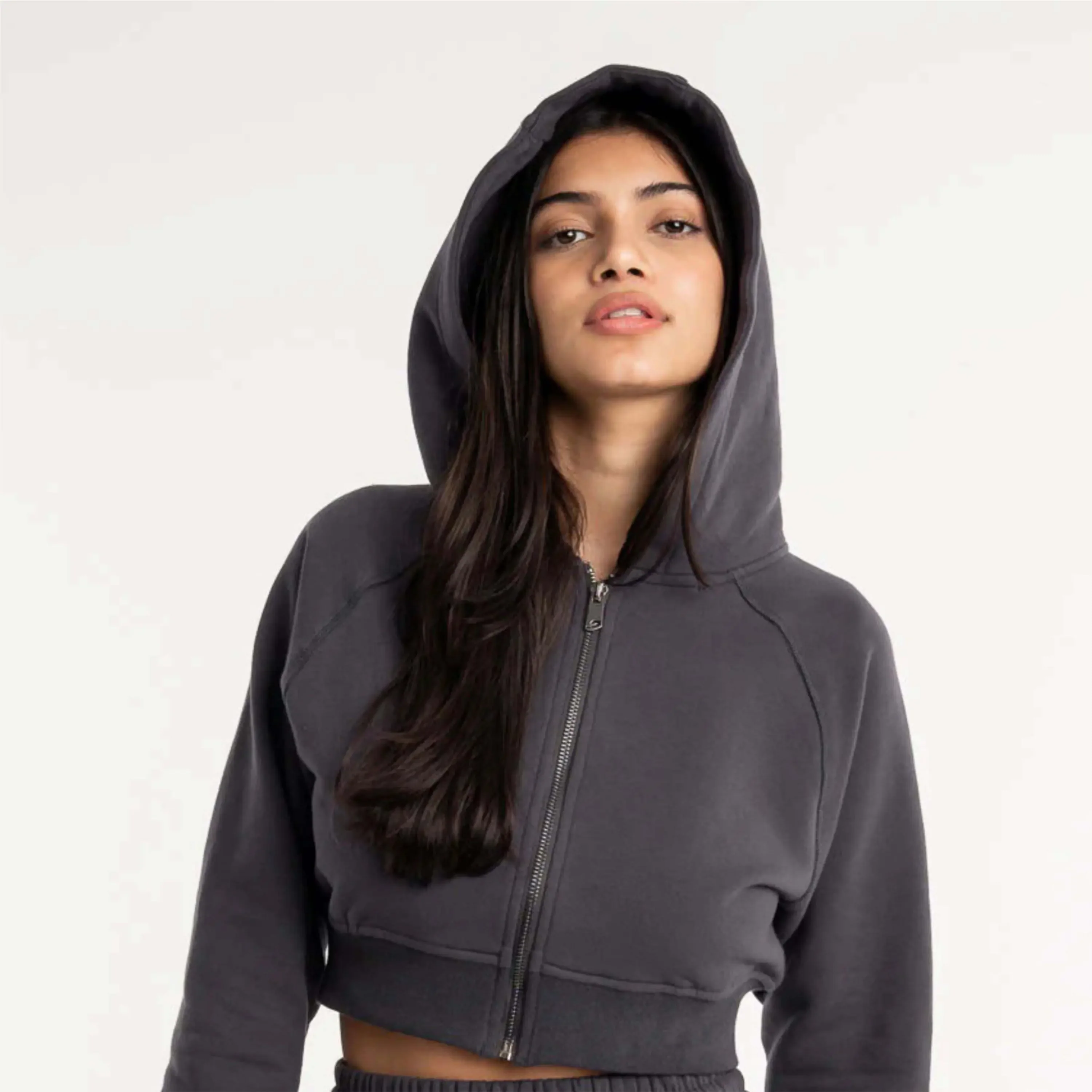 Customize Cropped Hoodie Woman OEM Yoga Sports Workout Cropped Hoodie for Women Cheap Cropped Zip Up Hoodie Woman