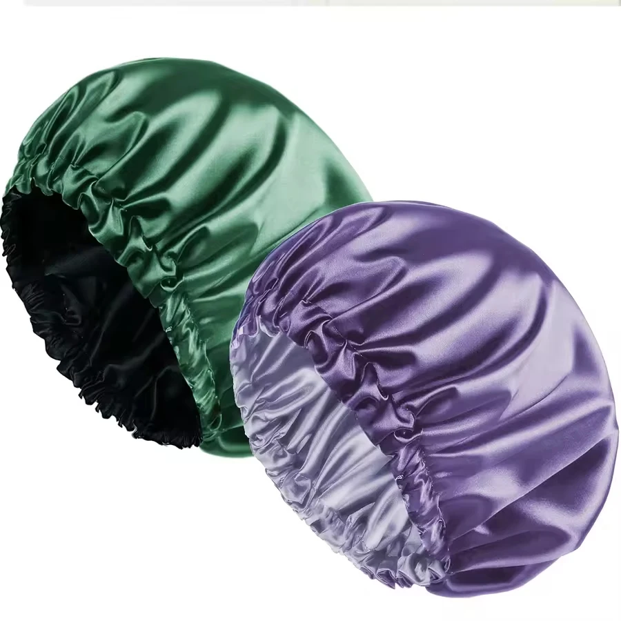 Wholesale Custom Logo Label Silk Satin Bonnets and Hair Wraps Women Lined Turban Cap