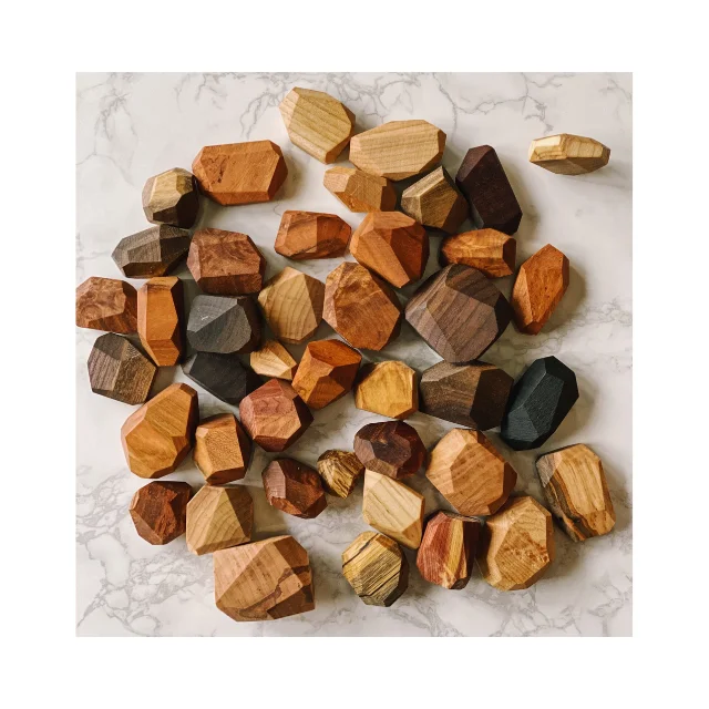 Tumi Ishi Balancing Rocks - Mixed Wood Species Balancing Blocks Natural Wood Toy Handmade Wooden Toys - Caryln