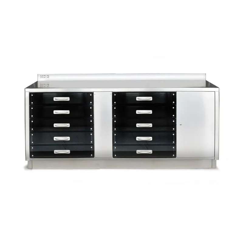 Hospital horizontal cabinet to store and drying aseptically up to 10 flexible endoscopes and TEE probes