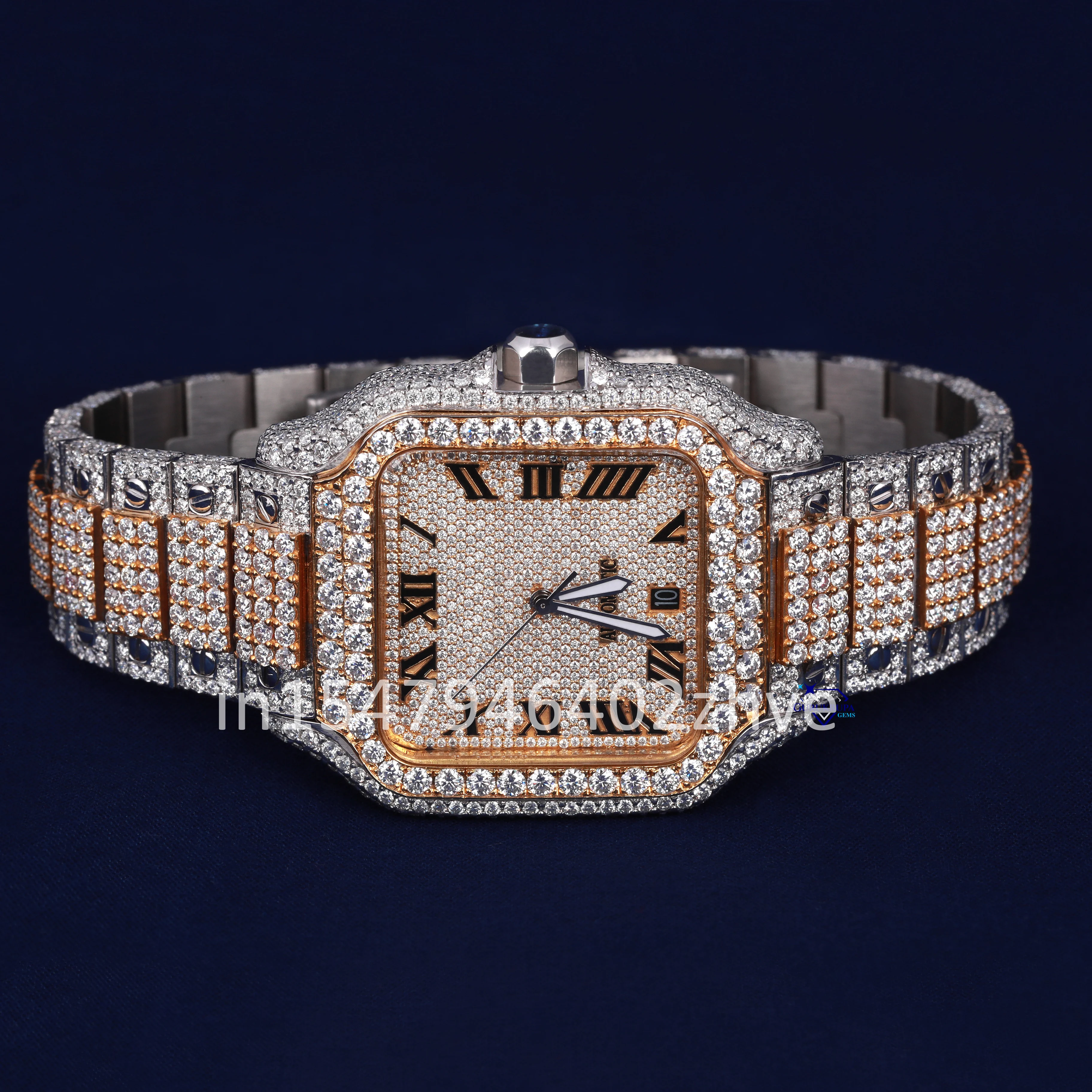 Stunning watch with natural diamonds roman numerals vvs clarity and a stainless steel frame exudes luxurious elegance